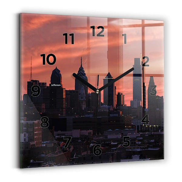 Horloge murale carrée Panorama de Philadelphie