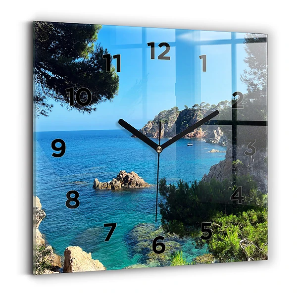 Horloge murale carrée Côte de la Costa Brava