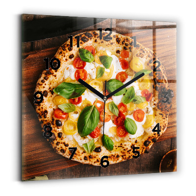 Pendule carrée en verre Pizza italienne