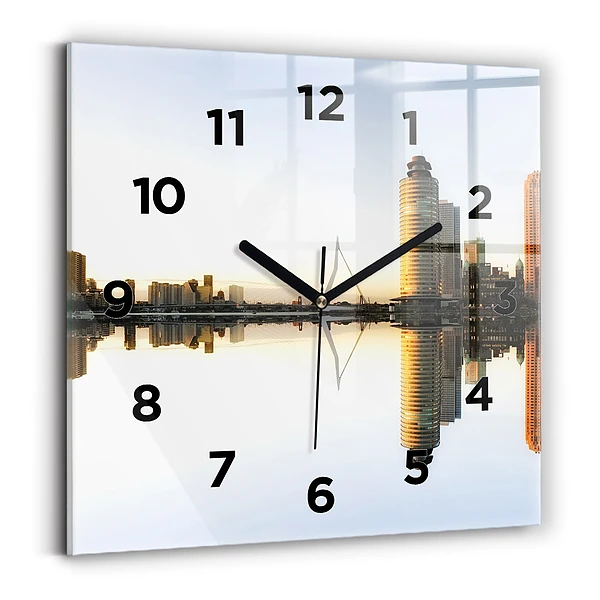 Horloge murale carrée Ville au bord de la rivière