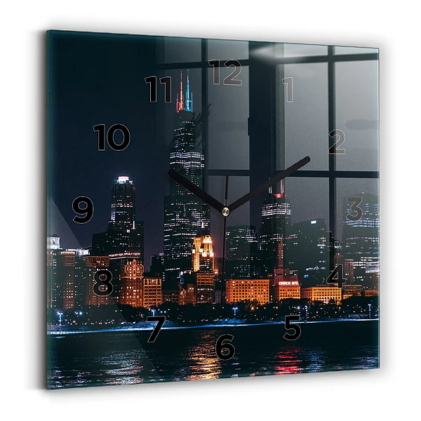 Horloge carrée en verre Paysage urbain de Chicago