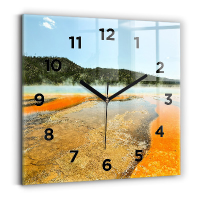 Horloge murale carrée Lac avec montagnes