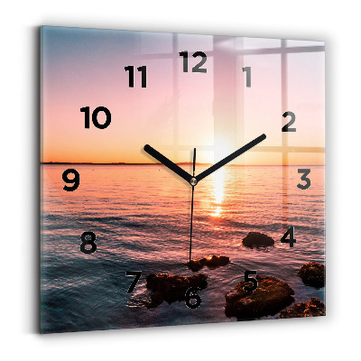 Horloge murale carrée Rochers au coucher du soleil