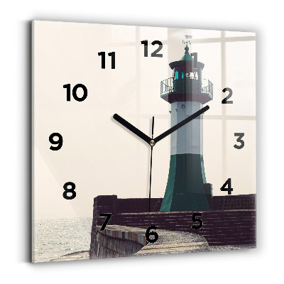 Horloge murale carrée Phare et mer