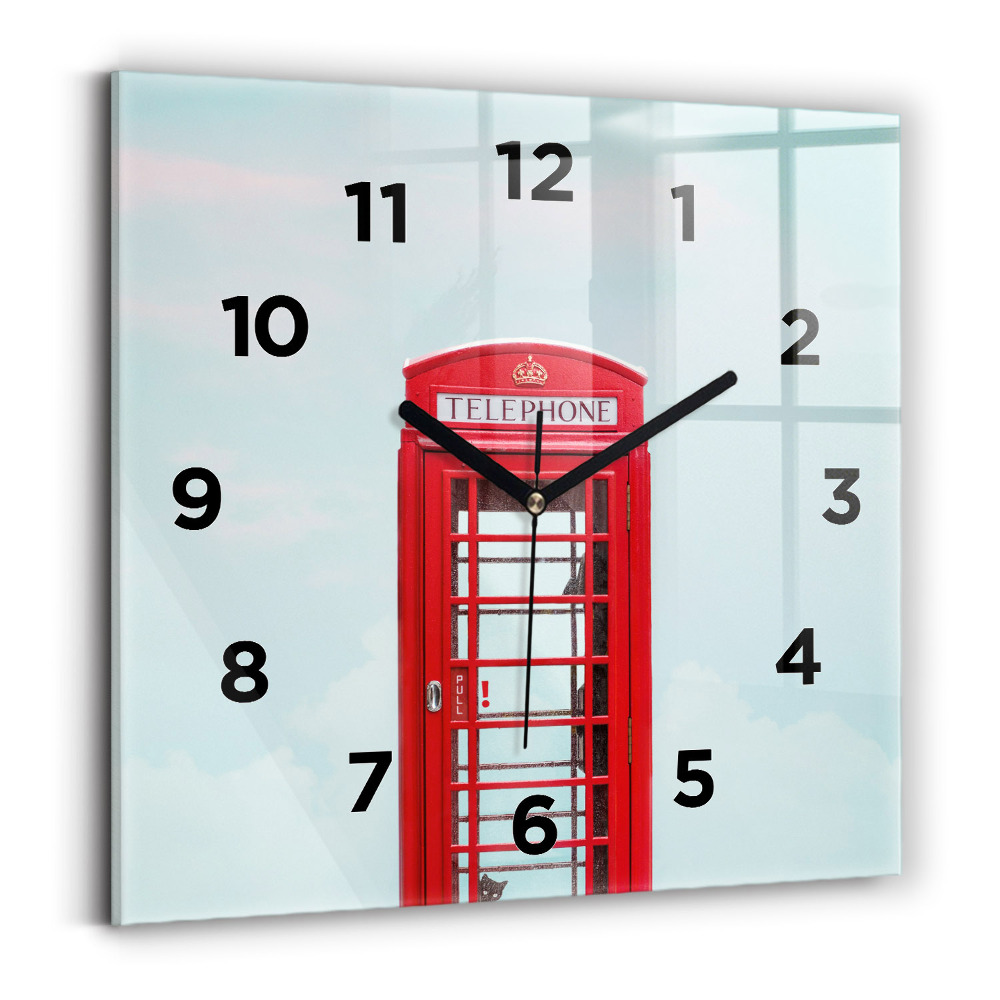 Horloge carrée en verre Cabine téléphonique