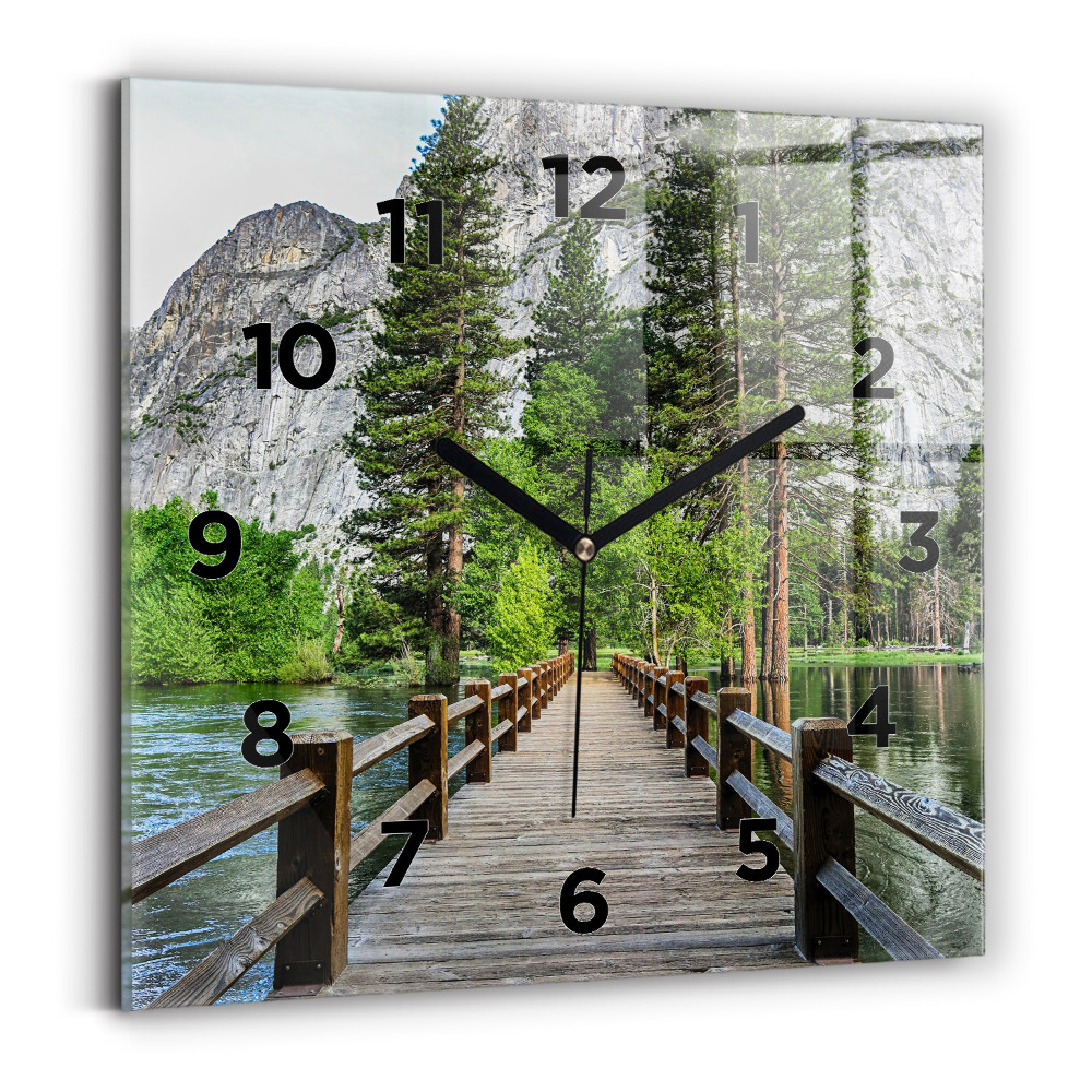 Pendule carrée en verre Pont en bois à Yosemite
