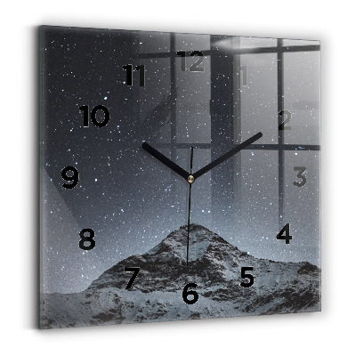 Horloge murale carrée Montagne sous les étoiles