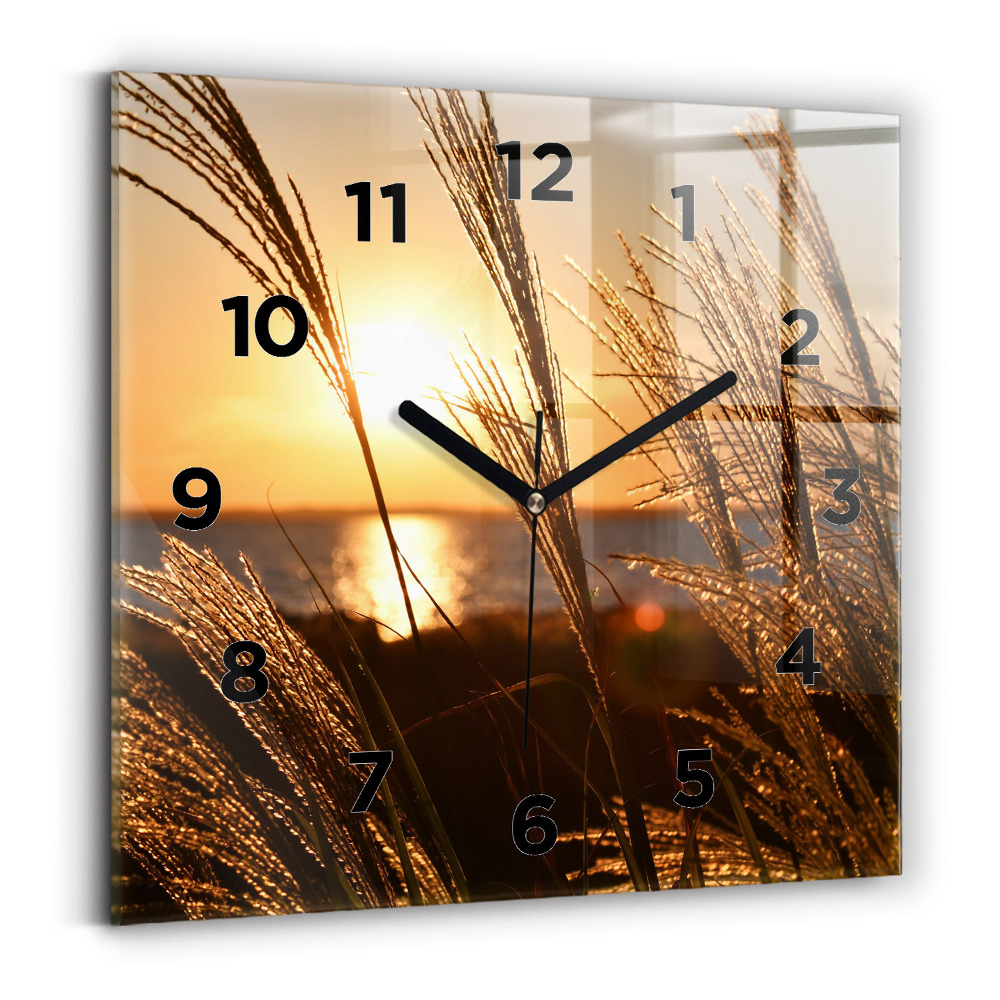 Pendule carrée en verre Blé sous le soleil doré