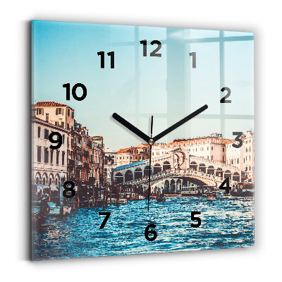Horloge murale carrée Le pont du Rialto à Venise