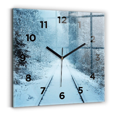 Horloge carrée en verre Cerfs sur la voie ferrée