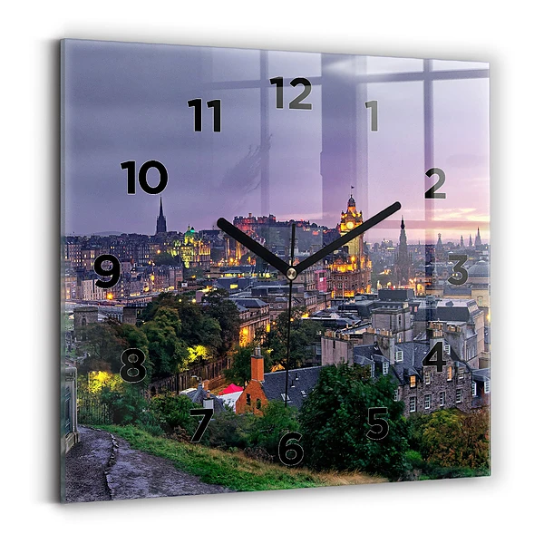 Pendule carrée en verre Édimbourg depuis Calton Hill