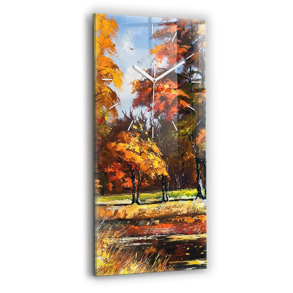 Horloge murale en verre rectangulaire Paysage d'automne avec rivière