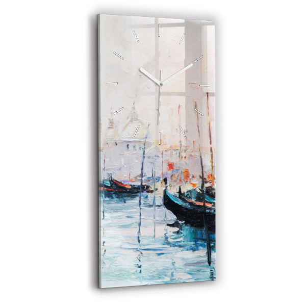 Horloge murale en verre rectangulaire Peinture à l'huile, yacht, mer