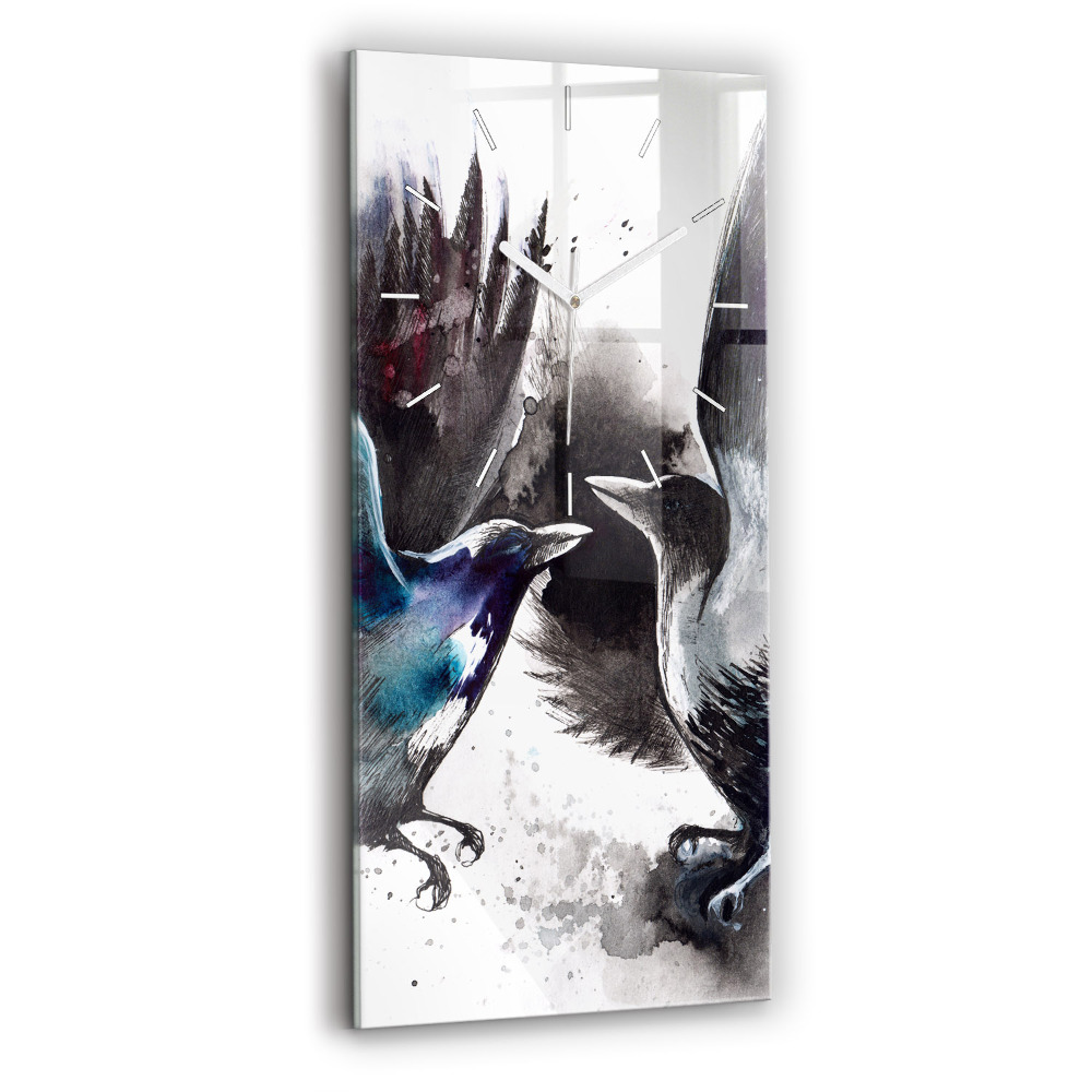 Horloge verticale en verre Oiseaux peints