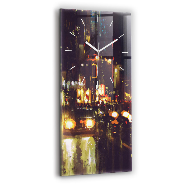 Horloge verticale en verre Ville peinte