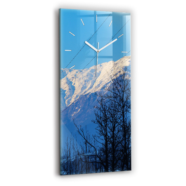 Horloge murale en verre rectangulaire Vue de la montagne