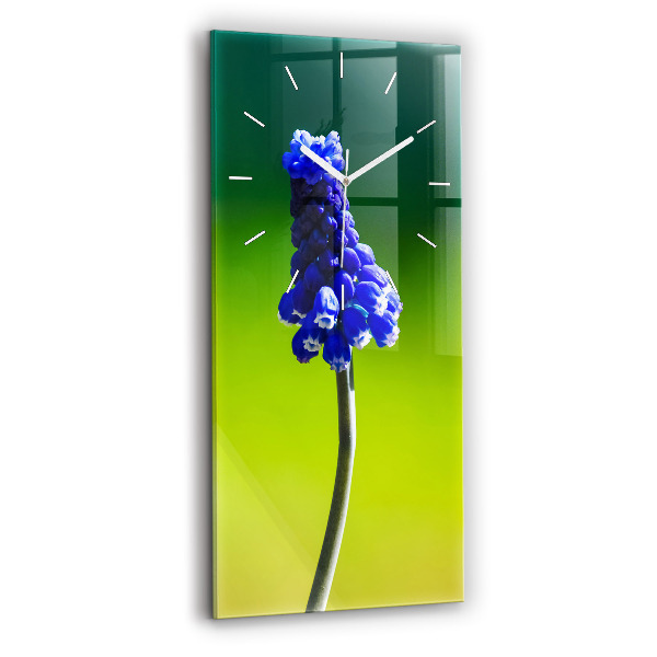 Horloge murale verticale Fleurs bleues