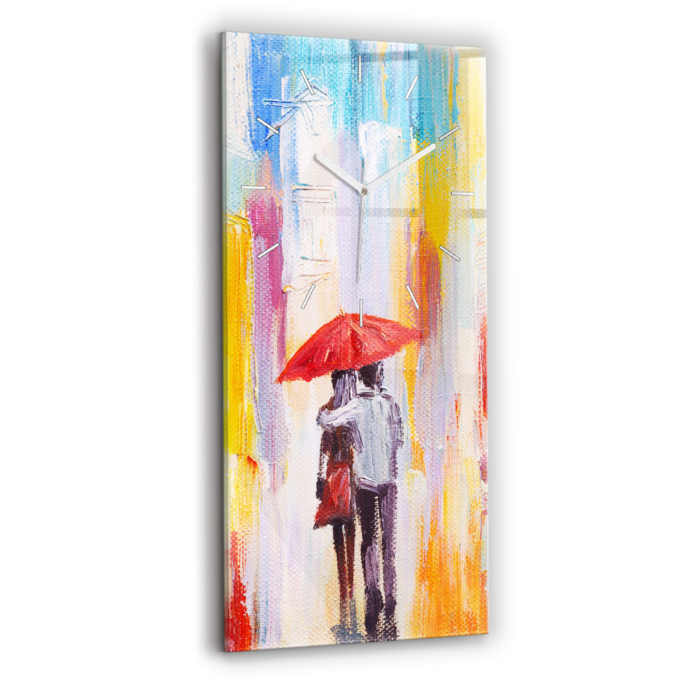 Horloge murale verticale Couple sous la pluie