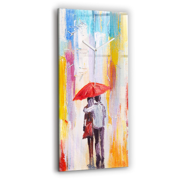 Horloge murale verticale Couple sous la pluie