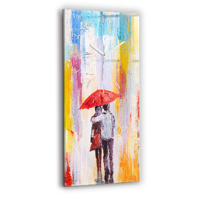 Horloge murale verticale Couple sous la pluie