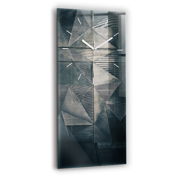 Horloge verticale en verre Triangles abstraits en métal