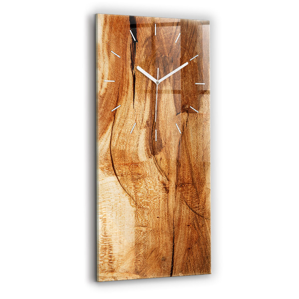 Horloge murale en verre rectangulaire Texture du bois