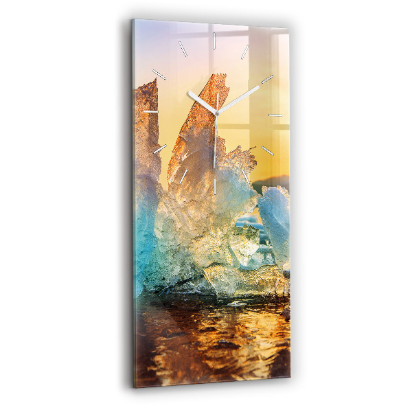 Horloge murale en verre rectangulaire Iceberg et lever de soleil