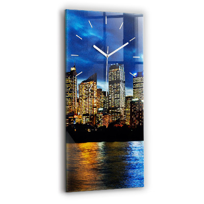 Horloge murale en verre rectangulaire Sydney le soir