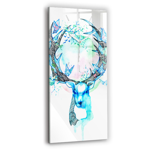 Horloge murale en verre rectangulaire Illustration d'un cerf