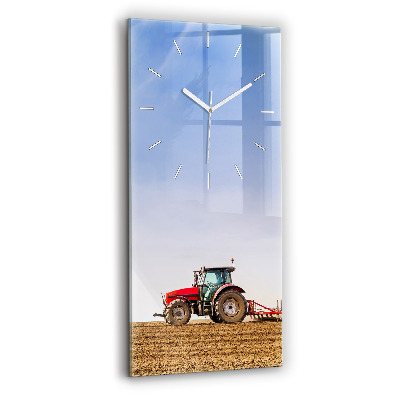 Horloge verticale en verre Agriculteur dans un tracteur