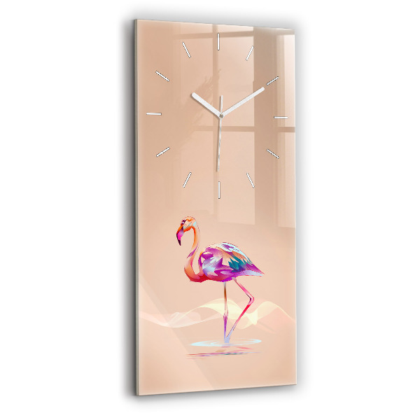 Horloge murale en verre rectangulaire Illustration d'un flamant rose