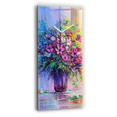 Horloge rectangulaire verticale Fleurs dans un vase