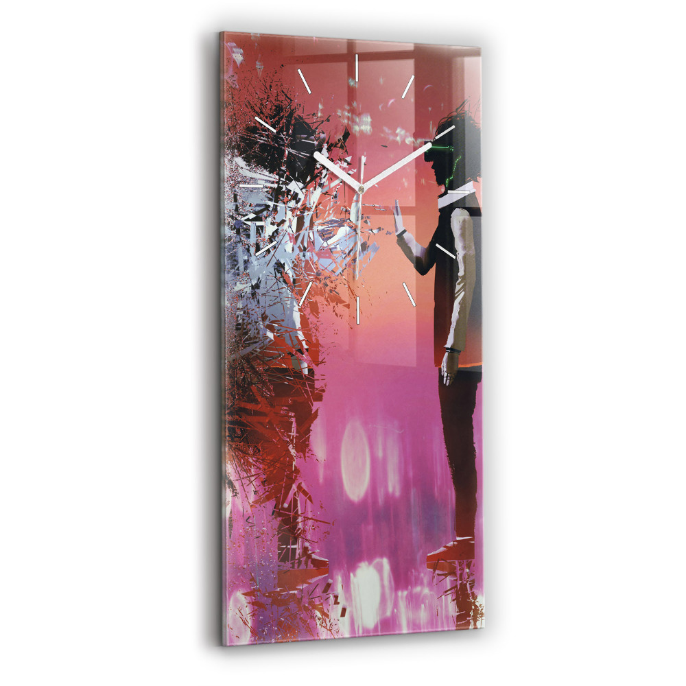 Horloge murale en verre rectangulaire Cyberespace
