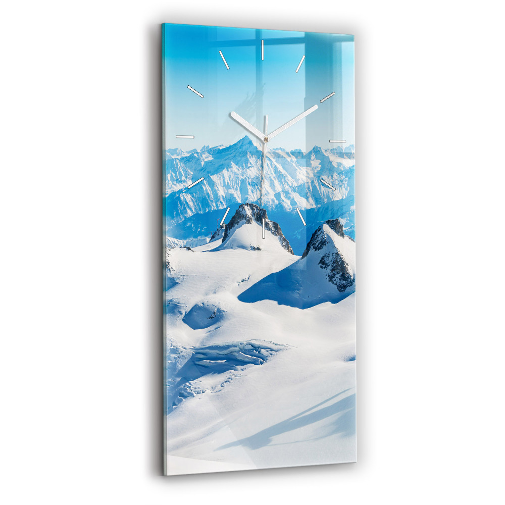 Horloge verticale en verre Skieur dans les Alpes