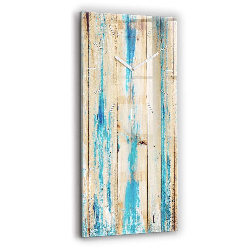 Horloge murale en verre rectangulaire Bois rayé