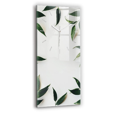 Horloge murale en verre rectangulaire Cadre de feuilles