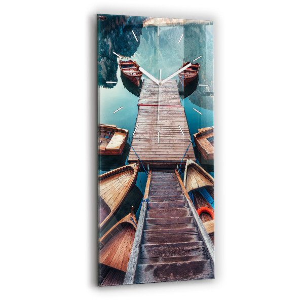 Horloge verticale en verre Pont et lac