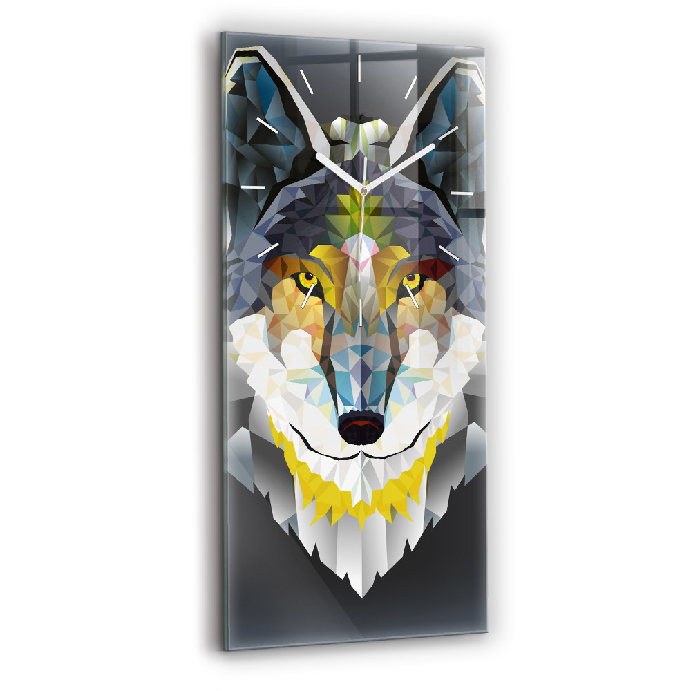 Horloge verticale en verre Tête de loup