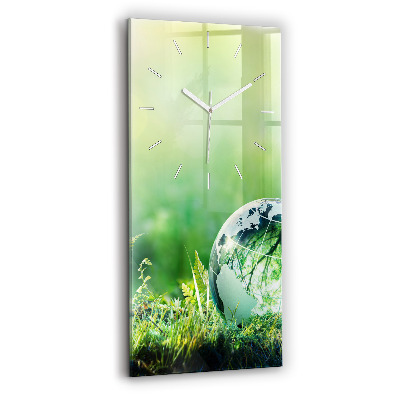 Horloge murale en verre rectangulaire Globe terrestre