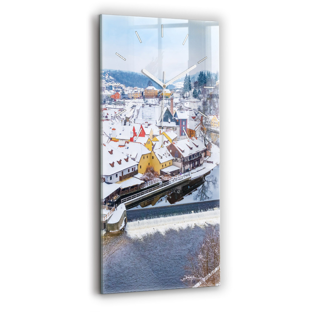 Horloge murale verticale Panorama de la ville en hiver