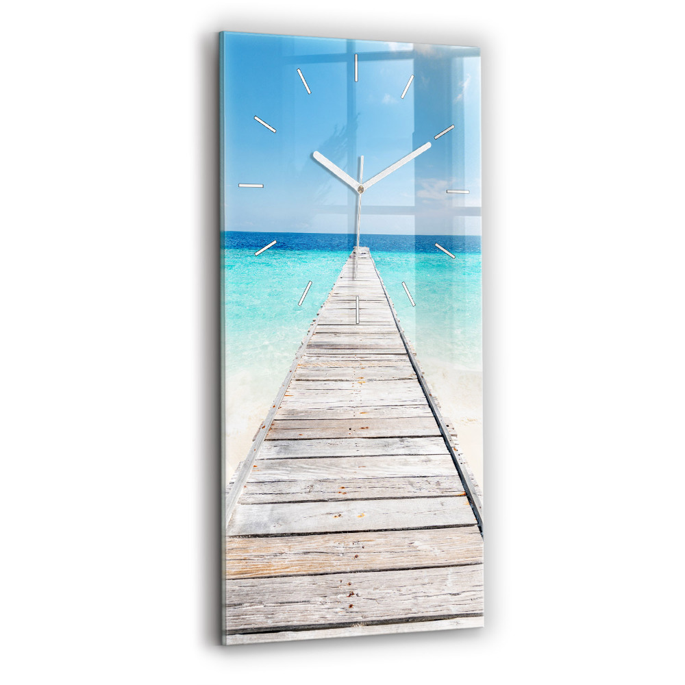 Horloge verticale en verre Île tropicale