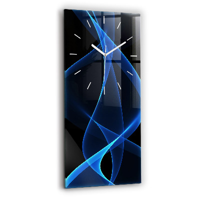 Horloge murale en verre rectangulaire Lignes bleues