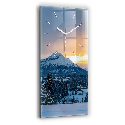 Horloge murale en verre rectangulaire Paysage de montagne