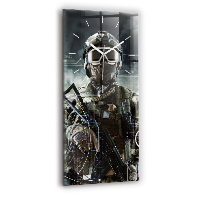 Horloge murale en verre rectangulaire Soldat avec un fusil