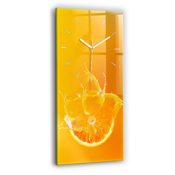 Horloge murale en verre rectangulaire Orange