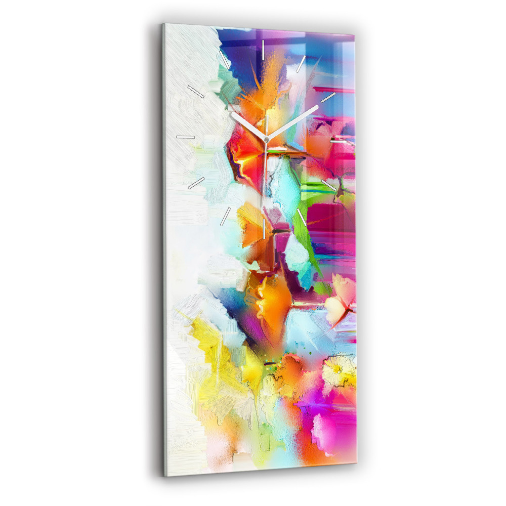 Horloge murale verticale Fleurs abstraites