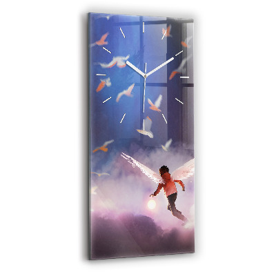 Horloge murale verticale Garçon avec des ailes