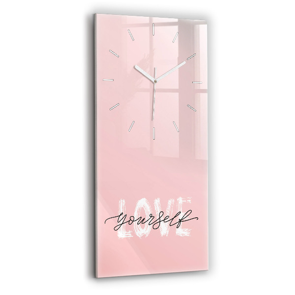 Horloge murale en verre rectangulaire Inscription Love yourself