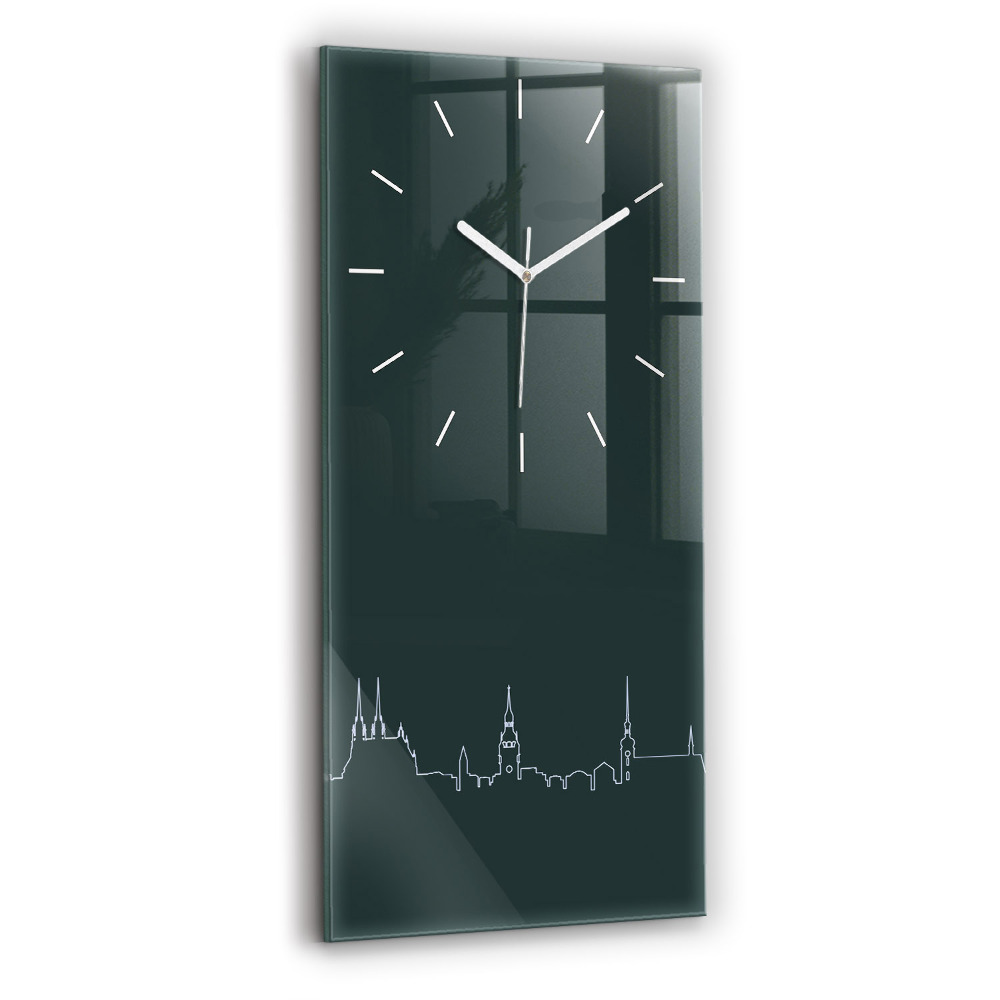 Horloge verticale en verre Dessin au trait de la ville de Brno