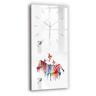 Horloge verticale en verre Zèbre coloré